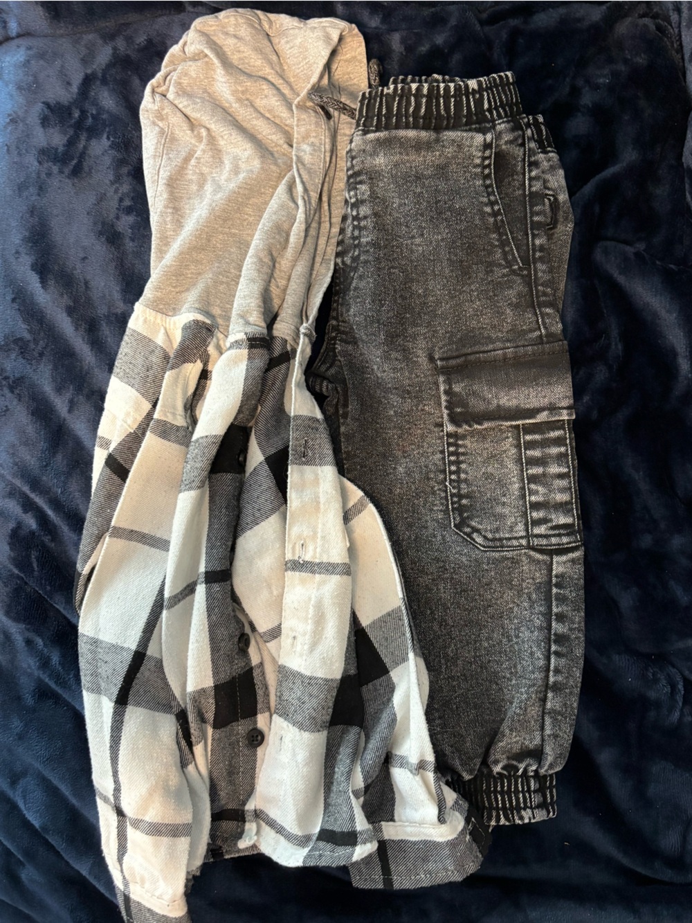 Volcom Kids Black and Gray Plaid Relaxed Matching Set